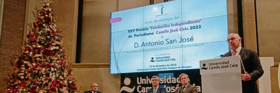  Antonio San José,   Premio ‘Fundación Independiente’ de Periodismo Camilo José Cela 2022 