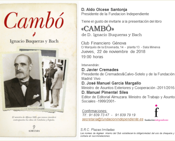 Presentación «Cambó» de Ignacio Buqueras y Bach