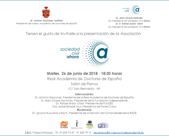 ACTO REAL ACADEMIA DE DOCTORES PRESENTACIÓN SOCIEDAD CIVIL AHORA