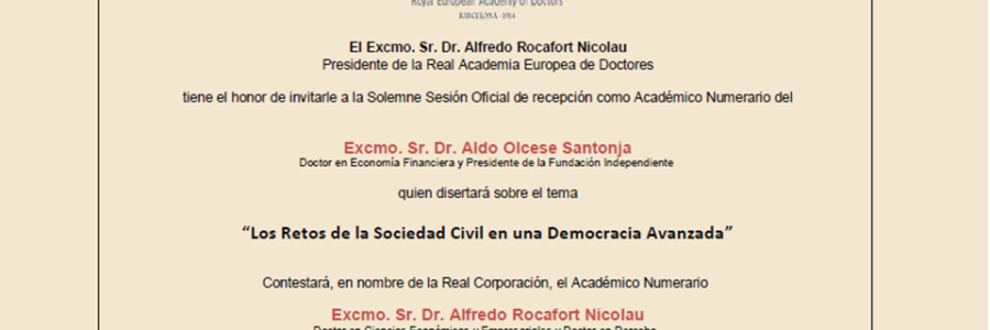 Ingreso en la Real Academia Europea de Doctores del Dr. D. Aldo Olcese